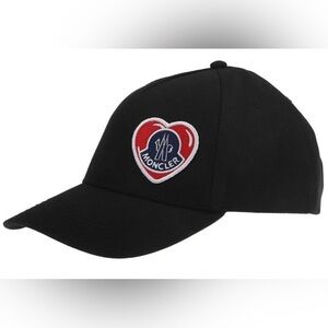 NEW MONCLER BLACK COTTON HEART LOGO BASEBALL CAP HAT UNISEX